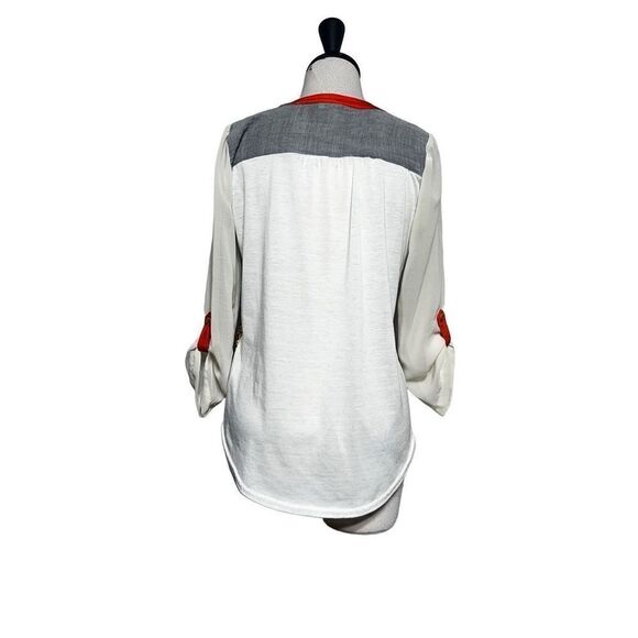 Ivy Jane Chiffon Roll Tab Sheer Tunic Blouse Size XS - Picture 3 of 4